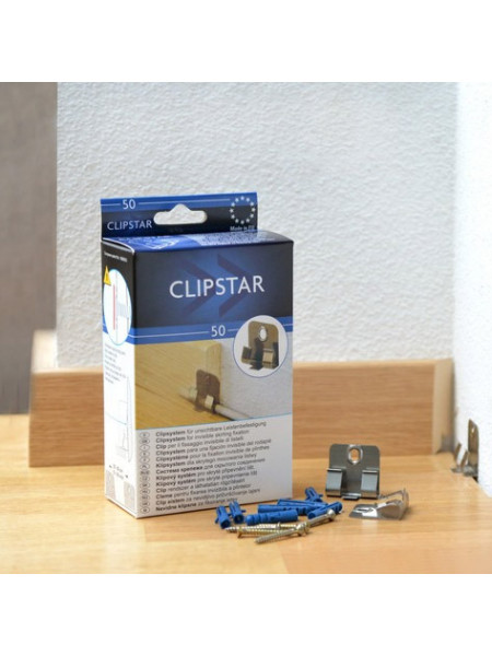 Крепеж для плинтуса Clipstar Клипстар упаковка 50 шт. (клипсы+дюбели+саморезы)